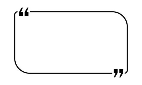Quote box title isolated. Black outline rectangle speech quotation mark frame. 库存插图