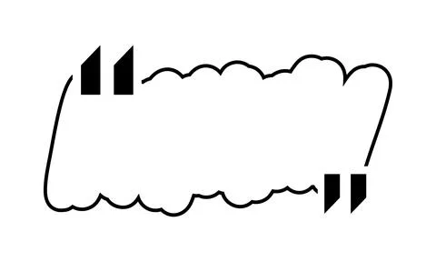 Quote box title isolated. Black outline brush stroke speech quotation mark frame Stock Illustration