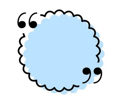 Quote box title isolated. Blue round speech quotation mark frame. Text talk info Иллюстрация