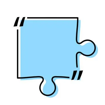Quote box title isolated. Blue puzzle style speech quotation mark frame. Text Stock Illustration