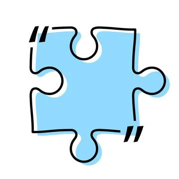 Quote box title isolated. Blue puzzle style speech quotation mark frame. Text Stock Illustration