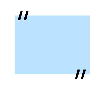 Quote box title isolated. Blue rectangle speech quotation mark frame. Text talk Иллюстрация