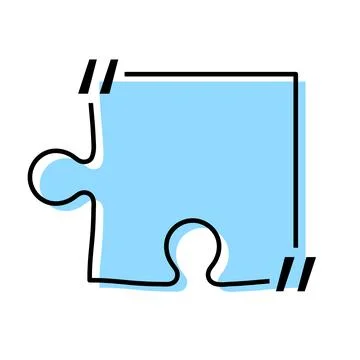 Quote box title isolated. Blue puzzle style speech quotation mark frame. Text Stock Illustration