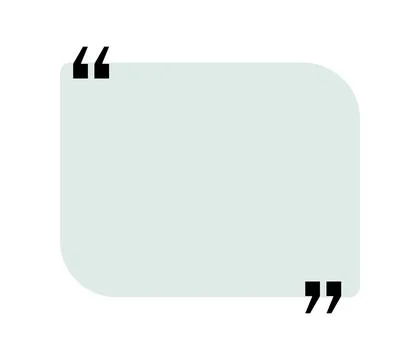 Quote box title isolated. Green rectangle speech quotation mark frame. Text talk Stock Illustration
