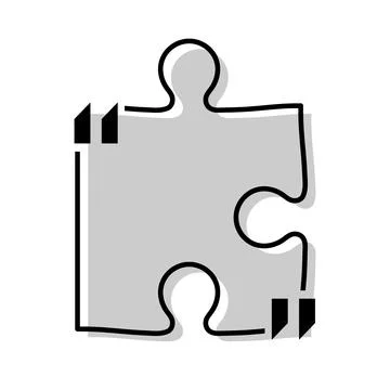 Quote box title isolated. Grey puzzle style speech quotation mark frame. Text Stock Illustration
