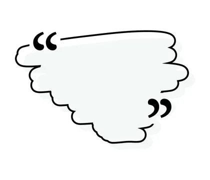 Quote box title isolated. Grey brush stroke speech quotation mark frame. Text Stock Illustration