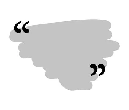 Quote box title isolated. Grey brush stroke speech quotation mark frame. Text Stock Illustration