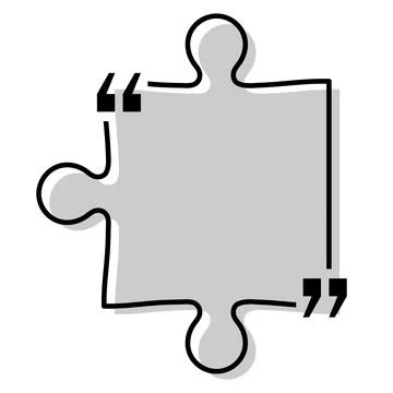 Quote box title isolated. Grey puzzle style speech quotation mark frame. Text Stock Illustration