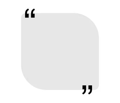 Quote box title isolated. Grey square speech quotation mark frame. Text talk Stock Illustration