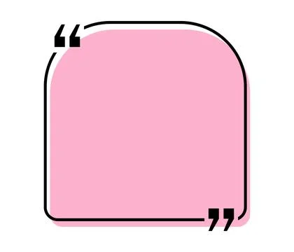 Quote box title isolated. Pink square speech quotation mark frame. Text talk Stock Illustration