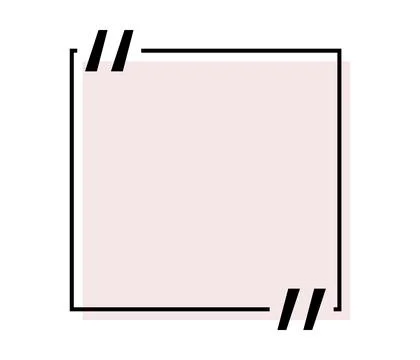 Quote box title isolated. Pink square speech quotation mark frame. Text talk Illustration