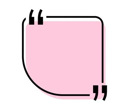Quote box title isolated. Pink asymmetric speech quotation mark frame. Text talk Ilustração Stock