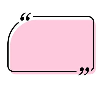 Quote box title isolated. Pink rectangle speech quotation mark frame. Text talk Иллюстрация