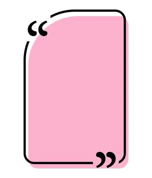 Quote box title isolated. Pink rectangle speech quotation mark frame. Text talk Stock Illustration