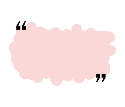 Quote box title isolated. Pink brush stroke speech quotation mark frame. Text Stock Illustration