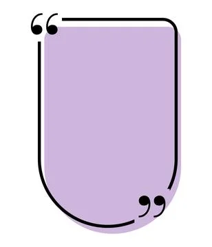 Quote box title isolated. Purple rectangle speech quotation mark frame. Text イラスト素材