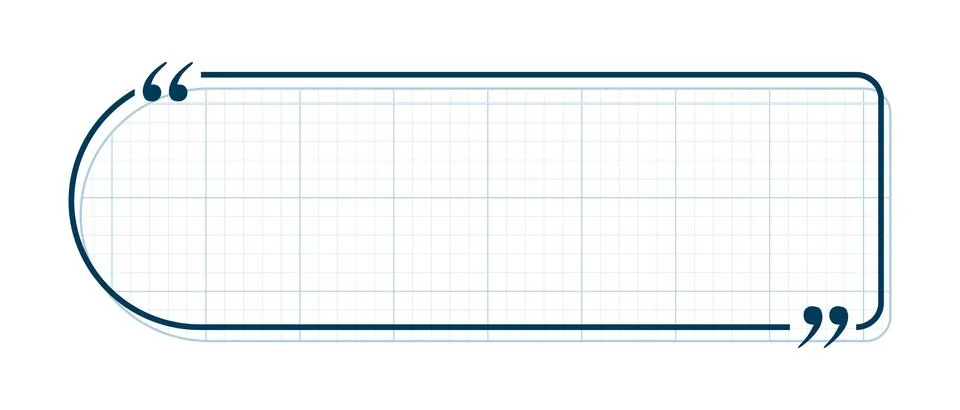 Quote box title isolated. Rectangle speech quotation mark frame in blue notebook Ilustración de archivo