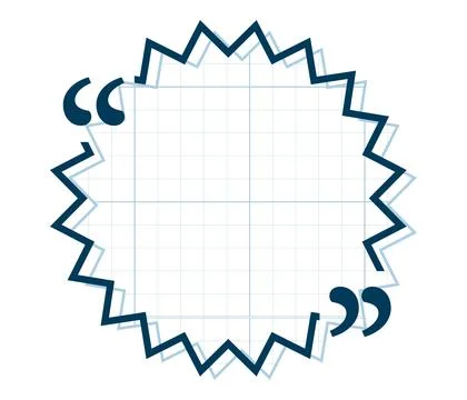 Quote box title isolated. Round speech quotation mark frame in blue notebook Illustrazione stock