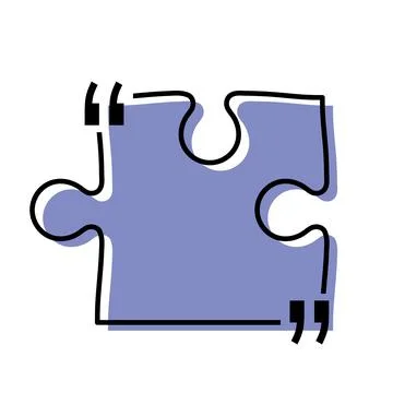 Quote box title isolated. Violet puzzle style speech quotation mark frame. Text Stock Illustration
