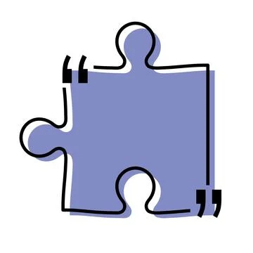 Quote box title isolated. Violet puzzle style speech quotation mark frame. Text Stock Illustration