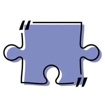 Quote box title isolated. Violet puzzle style speech quotation mark frame. Text Stock Illustration
