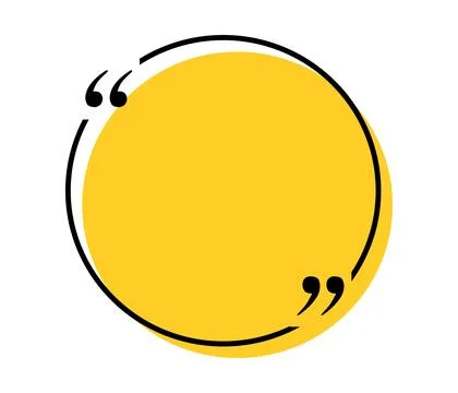 Quote box title isolated. Yellow round speech quotation mark frame. Text talk Stock Illustration