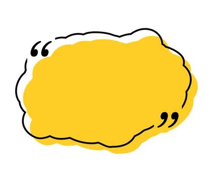 Quote box title isolated. Yellow brush stroke speech quotation mark frame. Text Stock Illustration