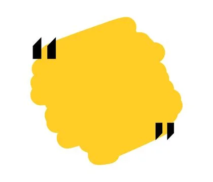 Quote box title isolated. Yellow brush stroke speech quotation mark frame. Text Stock Illustration