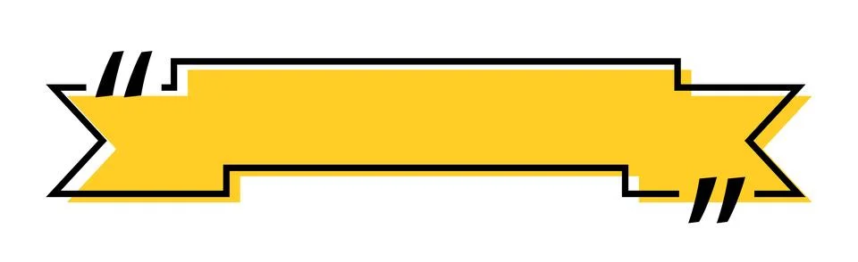 Quote box title isolated. Yellow ribbon speech quotation mark frame. Text talk Stock Illustration