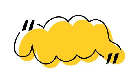 Quote box title isolated. Yellow brush stroke speech quotation mark frame. Text Stock Illustration