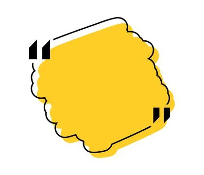 Quote box title isolated. Yellow brush stroke speech quotation mark frame. Text Stock Illustration