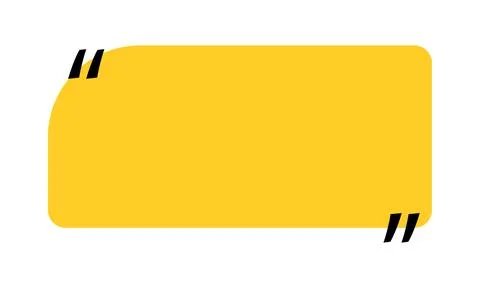 Quote box title isolated. Yellow rectangle speech quotation mark frame. Text Stock Illustration