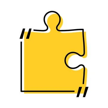 Quote box title isolated. Yellow puzzle style speech quotation mark frame. Text Stock Illustration