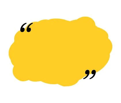Quote box title isolated. Yellow brush stroke speech quotation mark frame. Text Stock Illustration
