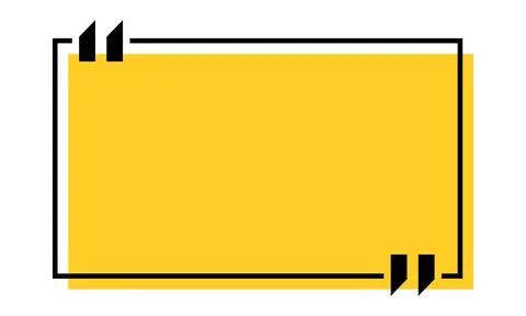 Quote box title isolated. Yellow rectangle speech quotation mark frame. Text Stock Illustration