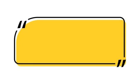 Quote box title isolated. Yellow rectangle speech quotation mark frame. Text Stock Illustration