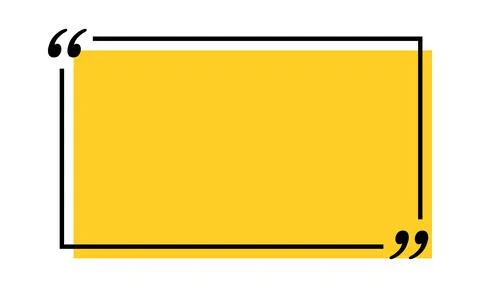 Quote box title isolated. Yellow rectangle speech quotation mark frame. Text Stock Illustration