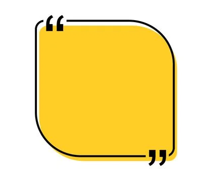 Quote box title isolated. Yellow square speech quotation mark frame. Text talk Stock Illustration