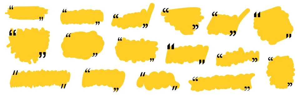 Quote box title pack isolated. Yellow brash stroke speech speech quotation mark 스톡 일러스트