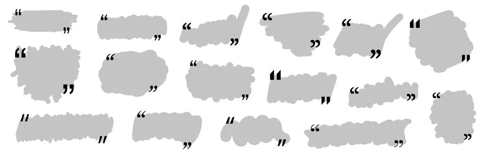 Quote box title pack isolated. Grey brash stroke speech speech quotation mark Stock Illustration