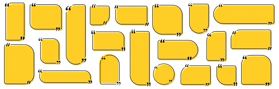 Quote box title pack isolated. Yellow geometric shapes speech quotation mark Stock Illustration