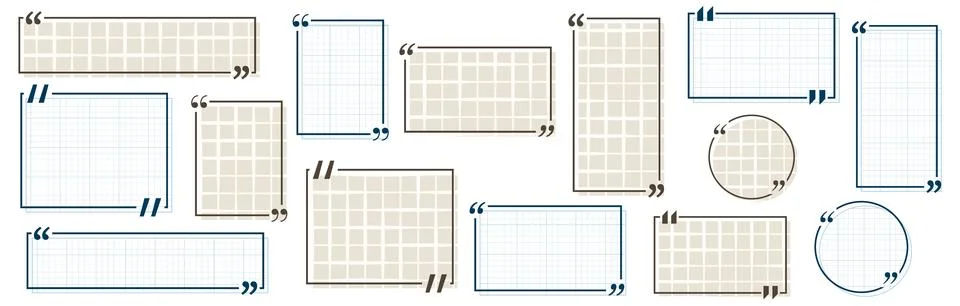Quote box title pack isolated. Blue and brown notebook geometric shapes speech Illustrazione stock