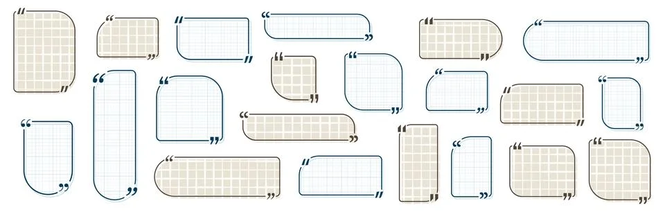 Quote box title pack isolated. Blue and brown notebook geometric shapes speech Illustrazione stock