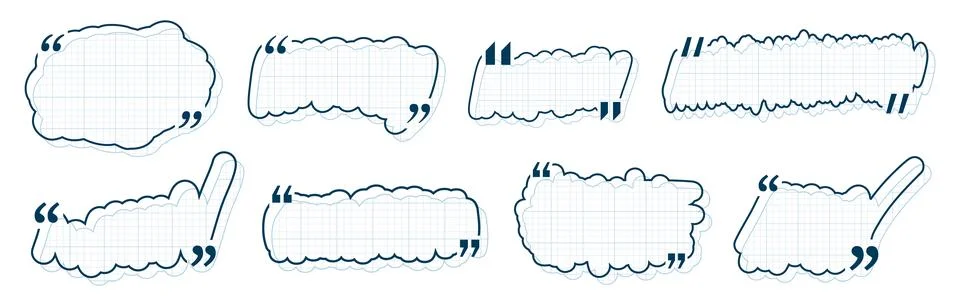 Quote box title pack isolated. Blue notepad brash stroke speech speech quotation Illustration