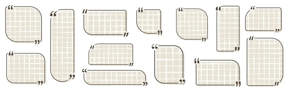 Quote box title pack isolated. Brown notepad geometric shapes speech quotation Illustration