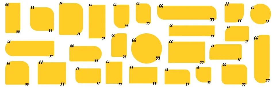 Quote box title pack isolated. Yellow geometric shapes speech quotation mark Stock Illustration
