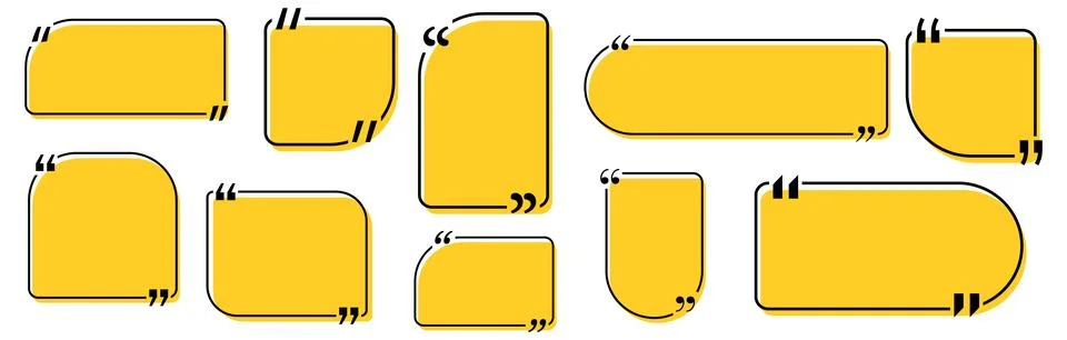 Quote box title pack isolated. Yellow geometric shapes speech quotation mark Stock Illustration