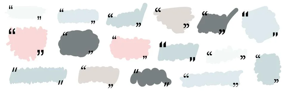 Quote box title pack isolated. Colored brash stroke speech speech quotation mark Stock Illustration