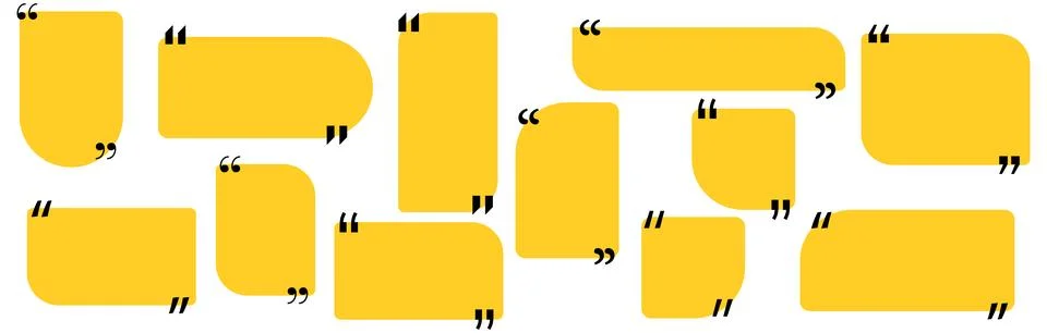 Quote box title pack isolated. Yellow geometric shapes speech quotation mark Stock Illustration