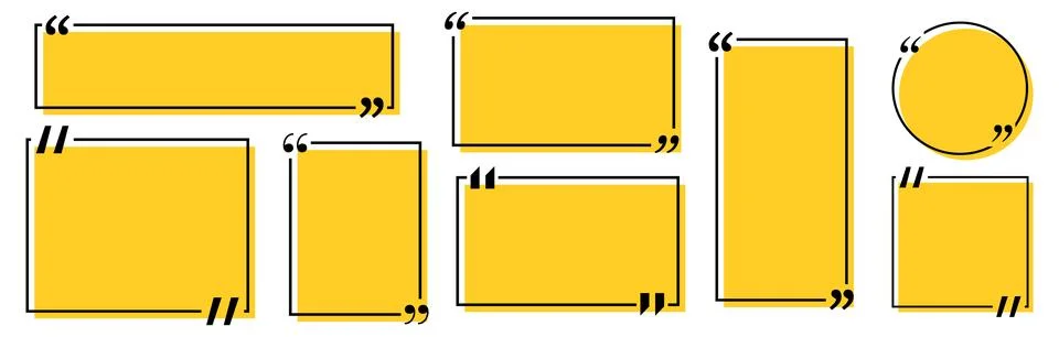 Quote box title pack isolated. Yellow geometric shapes speech quotation mark Stock Illustration